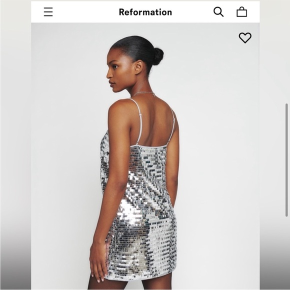 Reformation Alisha Dress with Metallic Silver Sequins - Picture 4 of 6